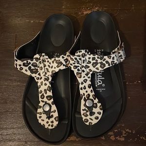Betula by Birkenstock leopard sandals size: 39
